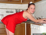 Teen redhead masturbates with dildo