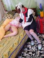 Russian teen lesbians dildo and strapon sex