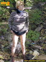 Outdoor pissing on stones