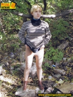 Outdoor pissing on stones