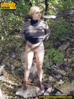 Outdoor pissing on stones