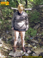 Outdoor pissing on stones