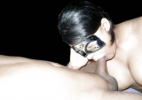 Indian wife with mask giving bj