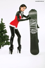 Latex lesbian oiled