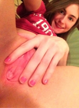 Slim brunette amateur teen - british student naked with her