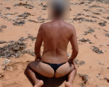 shemale ladysilva in a bikini on the beach Hard ass.