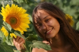 Funky photo-session with sunflowers