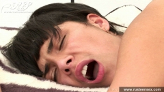 Russian teen brunette masturbates in the morning - N