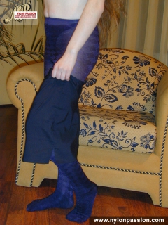 Teen in purple pantyhose posing - N