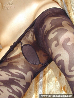 Pantyhose loving teen blonde poses - N