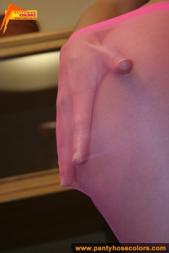 Pink pantyhose on blonde girl - N