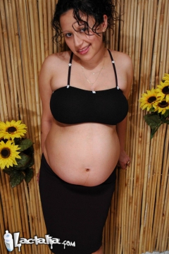 Pregnant slut Talia playing with her tits and snatch - N