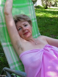 Hairy, busty Ivana in the garden - N