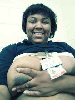BBW Slut Tiara Danielle Cox flashing at work - N