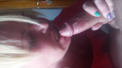 Blonde slut deapthroats cock - N