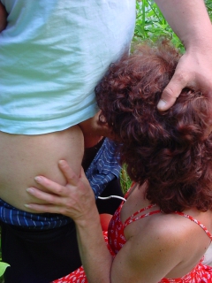 my wife with youngboy outdoor blowjob - N