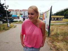 Booby amateur blonde Czech girl Paris Sweet fucked in public