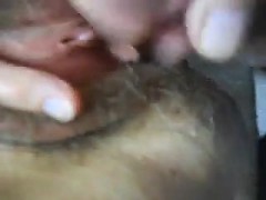 Cumming auf reifen wifes haarige Pussy und Klitoris