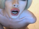 Hot Blonde Tranny Masturbating her Cock