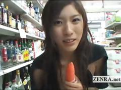 Kinky wet fingering action in a public Japanese store