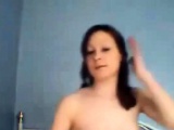Young skinny girl in stockings stripping on cam - very cute