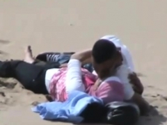 Arab Hijab Girl with Her BF Caught Having Sex on the beach