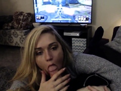 Cute blonde teen girlfriend awesome POV blowjob