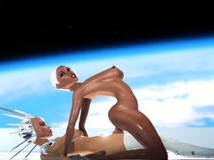 Super sexy android dickgirl fucks a hot ebony on a spaceship