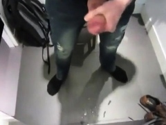 Jerking and cumming in dressing room