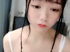 Horny amateur masked Asian teen toying on webcam show