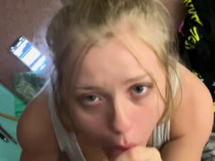 Homemade amateur blonde teen blowjob and cumshot