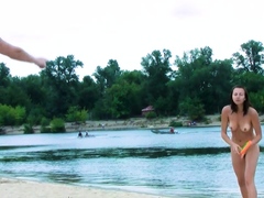 Nude beach lady with her friends