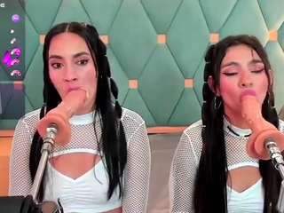 Blonde and brunette lesbians toying cunt