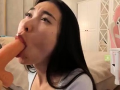 Horny amateur asian teen girl toying her pussy on cam