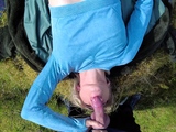 Amateur mouth cumshot outdoor
