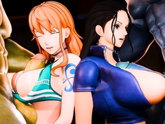Nami And Nico Robin pay there debt to fish people