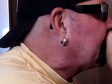 Caught old bearded suck BBC in gloryhole