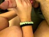Amateur slut gives handjob and get cumshot in hd