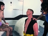 Two Sexy Babes Dominates Horny Dude