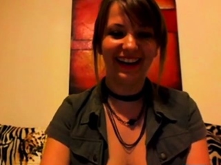 Brunette Webcam Girl Goes Bra-less and Bares All