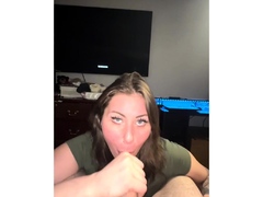 Mature brunette amateur giving a great POV blowjob