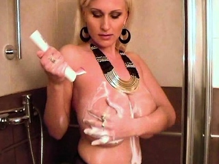 Beautiful blonde nanny and big boobed blonde MILF get pumped