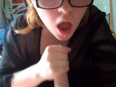 hmdt - pretty redhead girl gives bj and gets cum